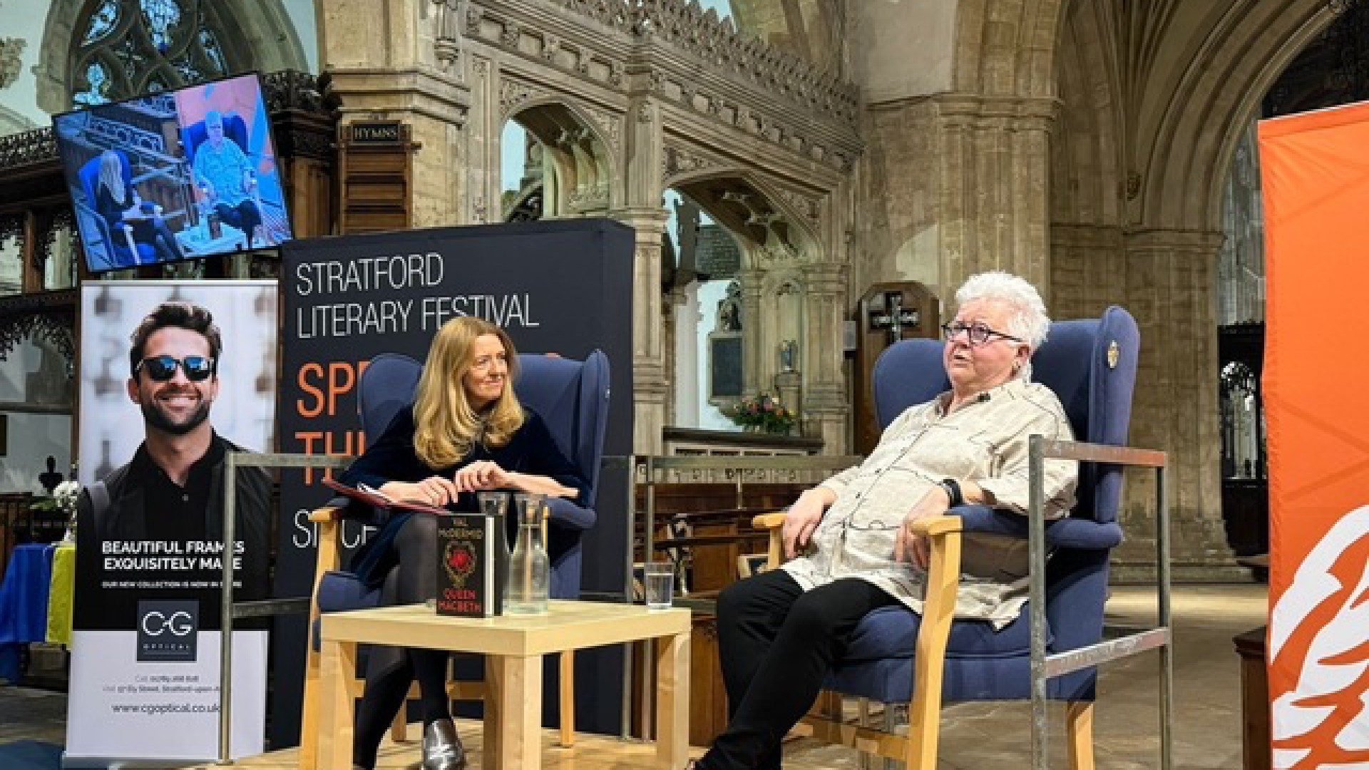 Val McDermid Stratford Literary Festival CG Optical Sponsor