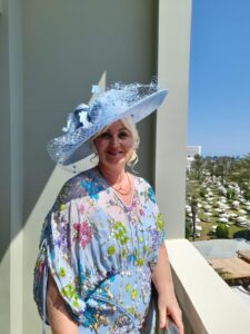 Claire on balcony